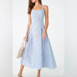 Sensemill maxi floral striped apron dress